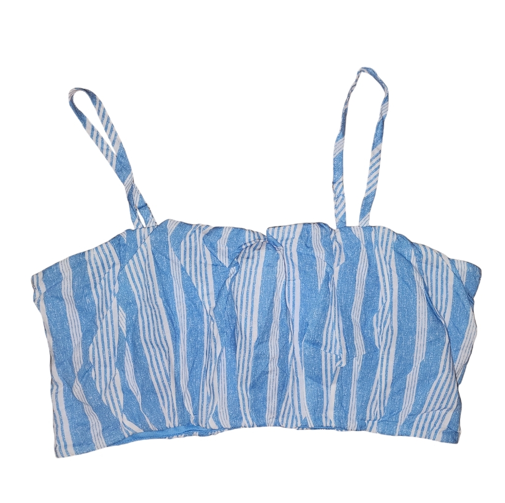 Wild Fable Blue White Striped Cropped Tank